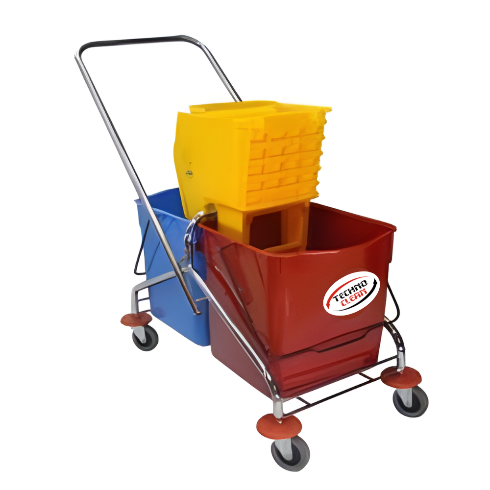 60L Double Bucket Wringer Trolley